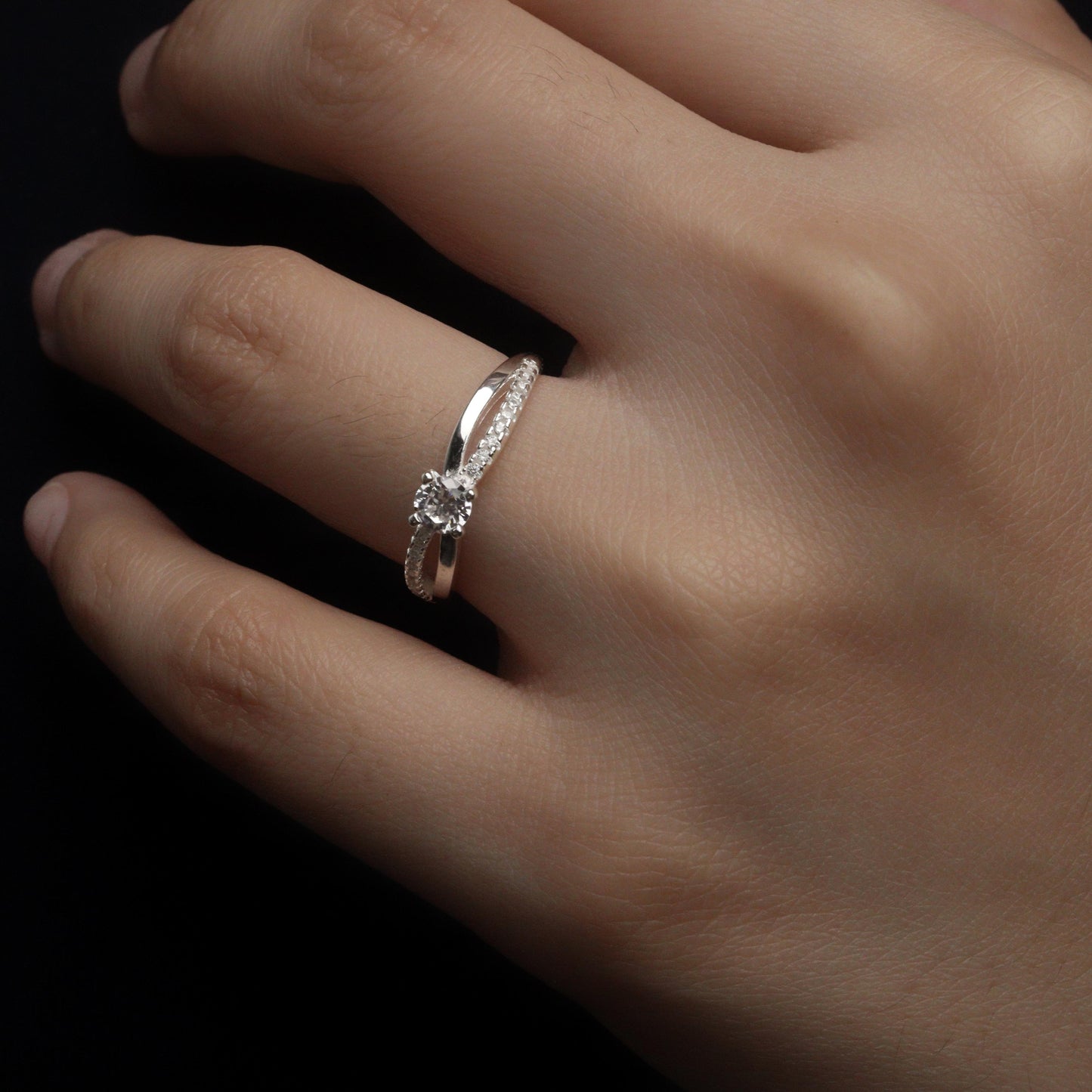 SERENITY S925 Silver Engagement Infinity Band Adjustable Ring for Women