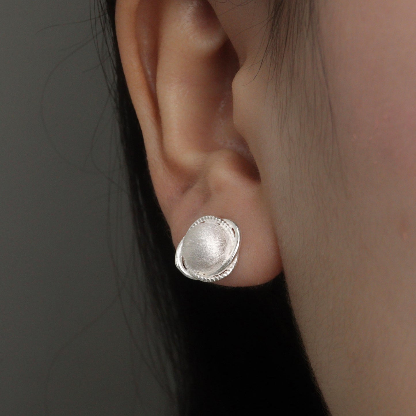 BORIS S925 Silver Dome Circular Stud Earrings