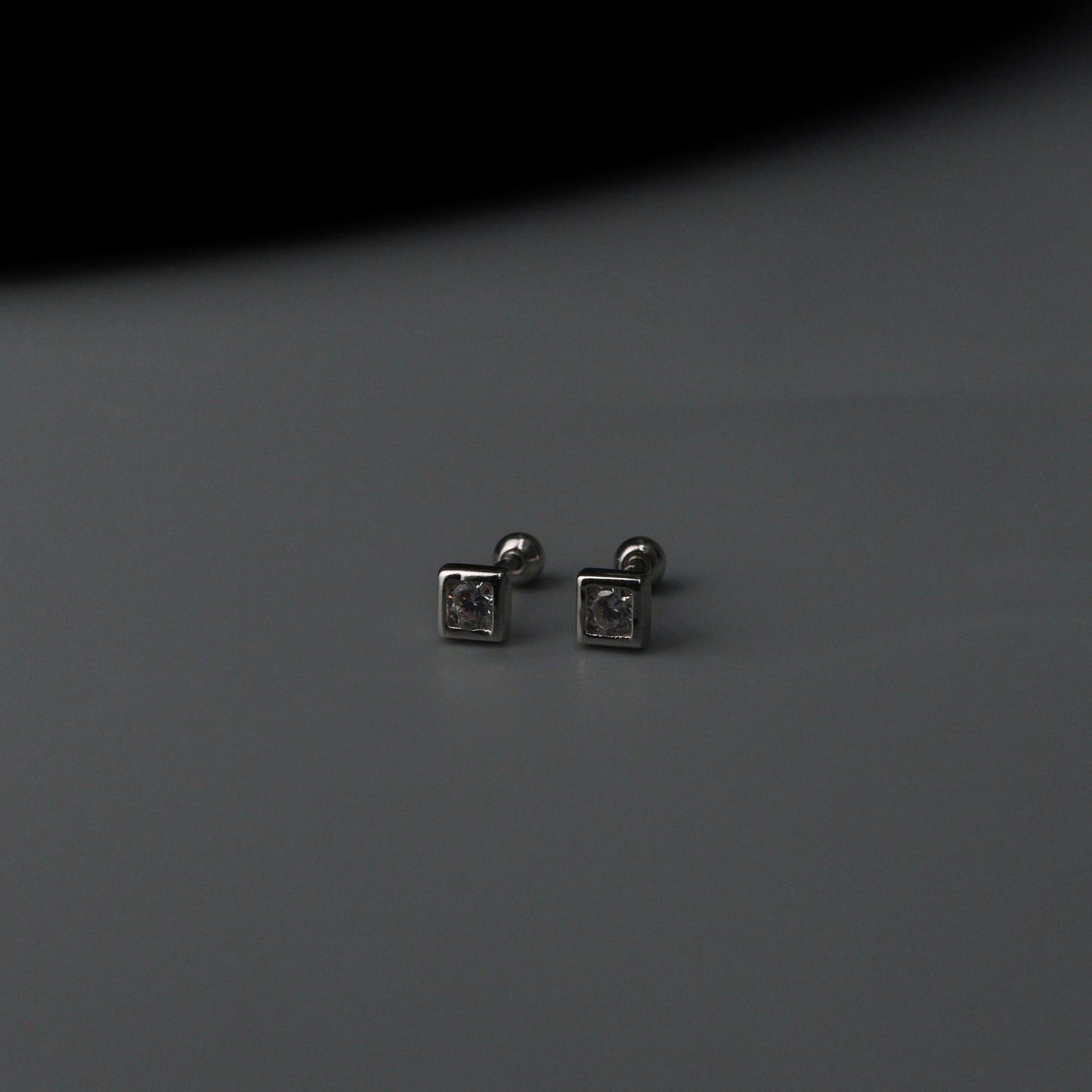 KOA S925 Silver Mini Square Embedded Stud Earrings