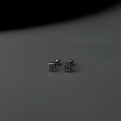 KOA S925 Silver Mini Square Embedded Stud Earrings