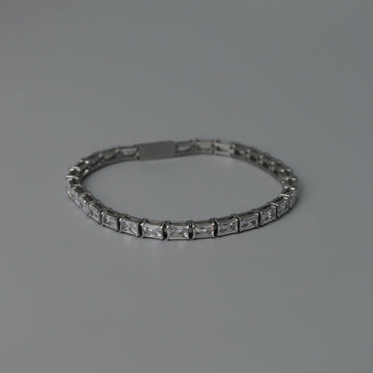 Men Jewelry FINN Gld/Silver Tennis Rectangle Link Bracelet Full Embedded Fashion For Men's
