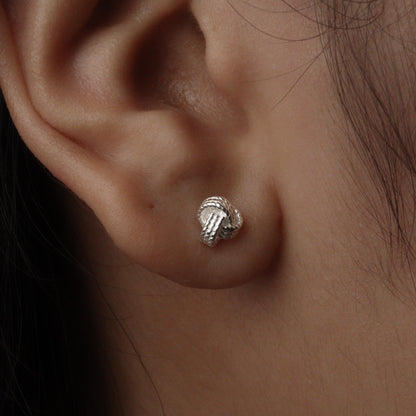 INILIE S925 Silver Twisted Knot Stud Earrings Women's