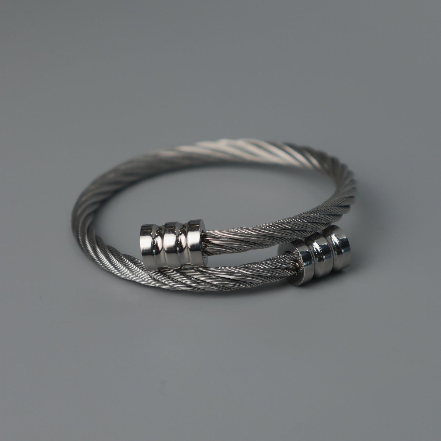 ZAE Silver Twisted Flexible Bangle For Women Men Unisex