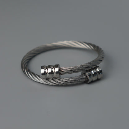 ZAE Silver Twisted Flexible Bangle For Women Men Unisex