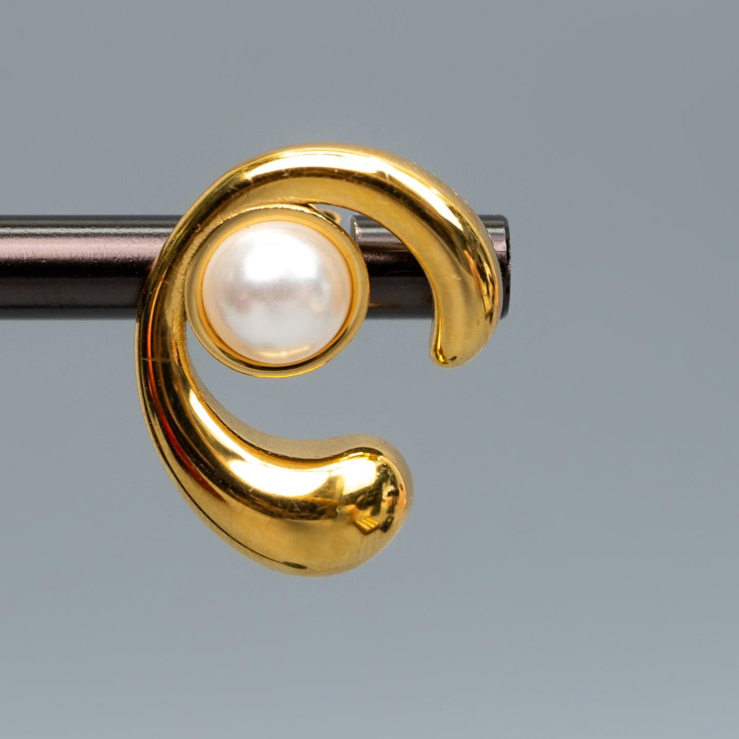 MAREN C Shaped Centered Synthetic Pearl Stud Earrings for Women's
