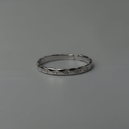 ZERION S925 Silver Embedded Open Adjustable Ring