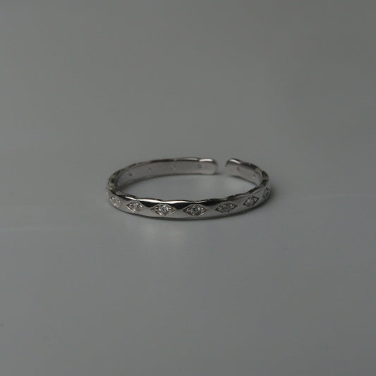 ZERION S925 Silver Embedded Open Adjustable Ring