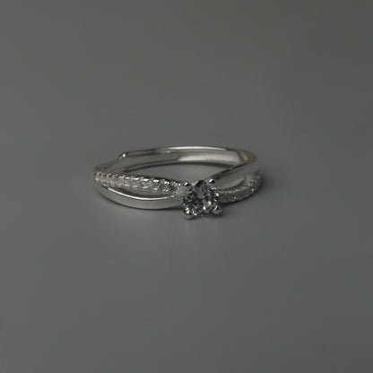 SERENITY S925 Silver Engagement Infinity Band Adjustable Ring for Women