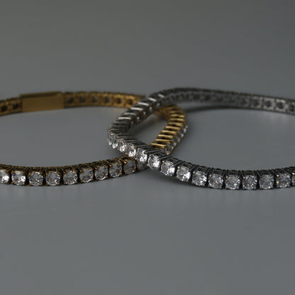 MONDE Gld/Silver Tennis Round Link Bracelet Full Embedded Fashion For Women
