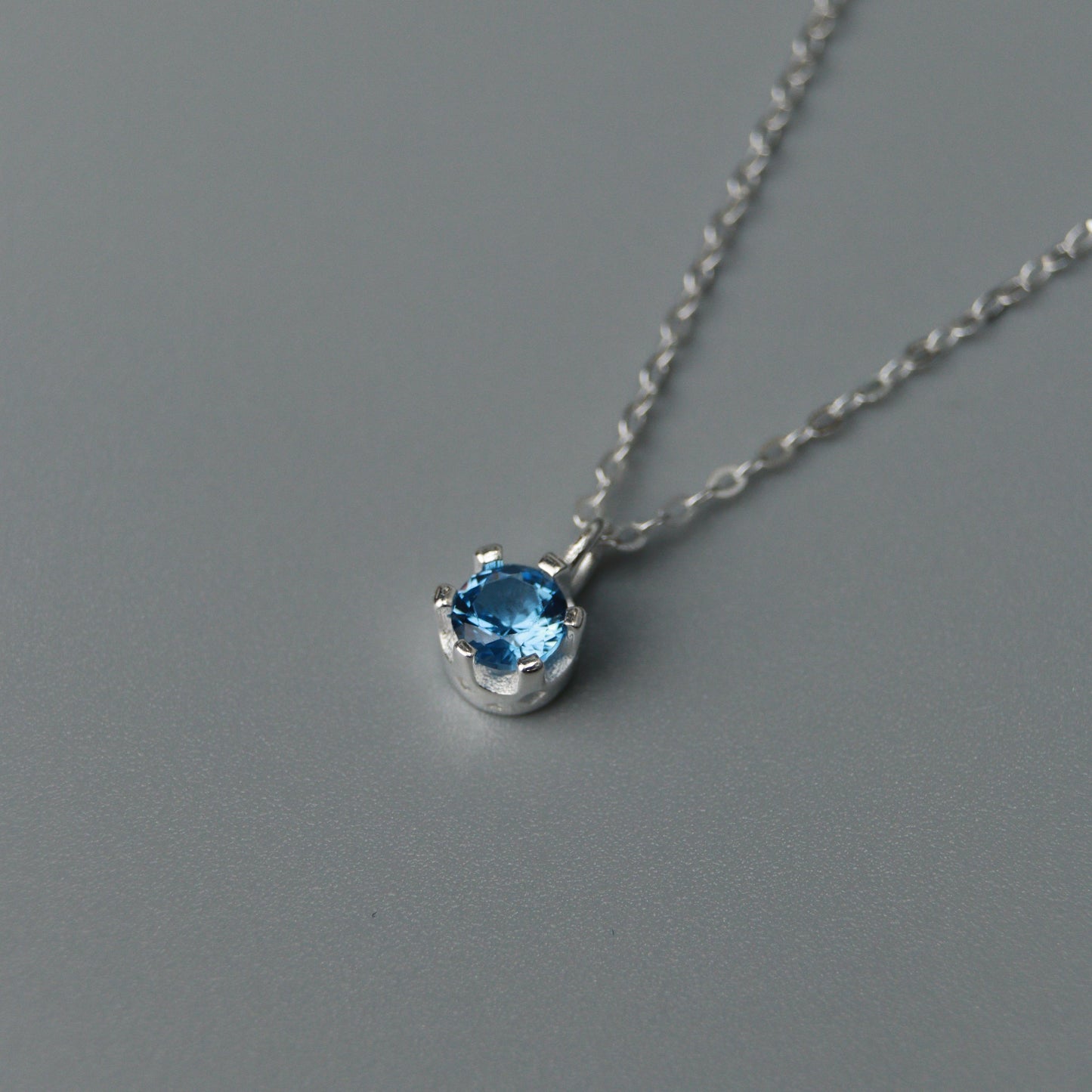 Birth Month Stones S925 Silver Pendant Chain Necklace for Women