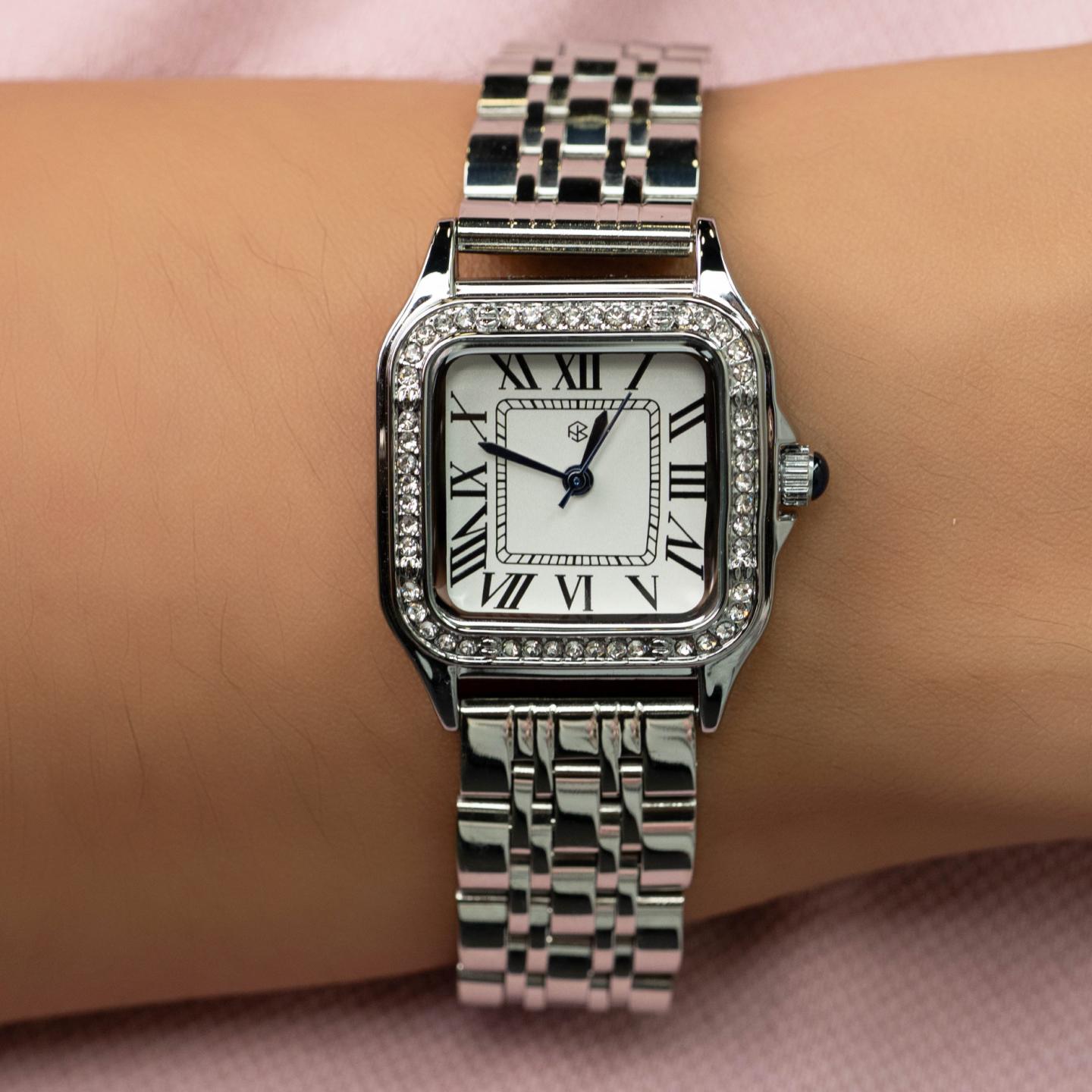 FROSTELIX Silver Ice Rectangle Roman Numerical Minimalist Unisex Watch