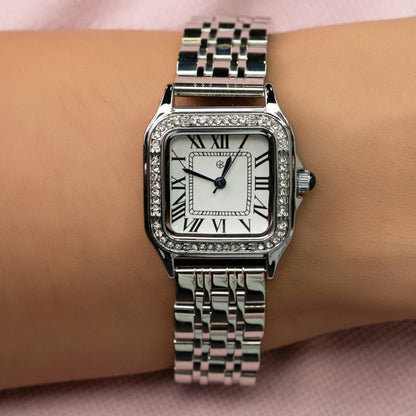 FROSTELIX Silver Ice Rectangle Roman Numerical Minimalist Unisex Watch