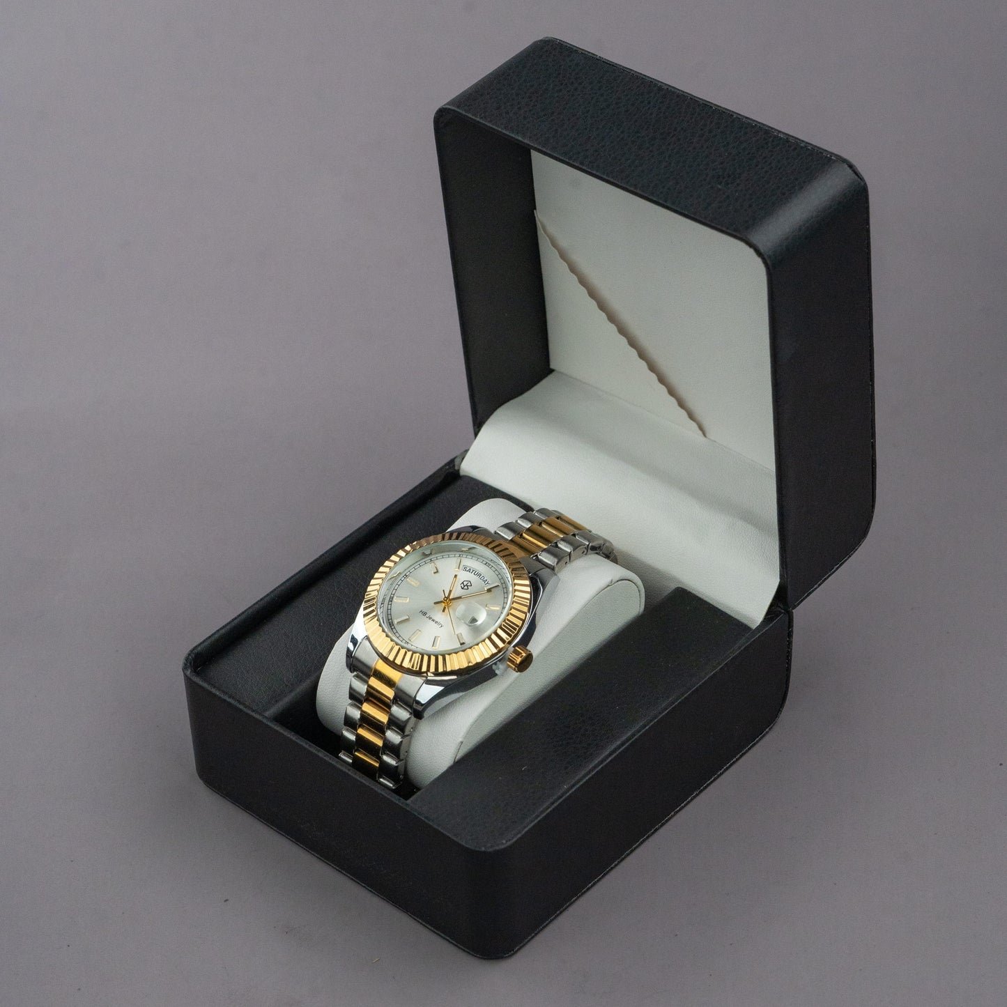 CORVANE Two-Tone Men's Watch with Date and Day Display, Quartz Movement, Thick Strap