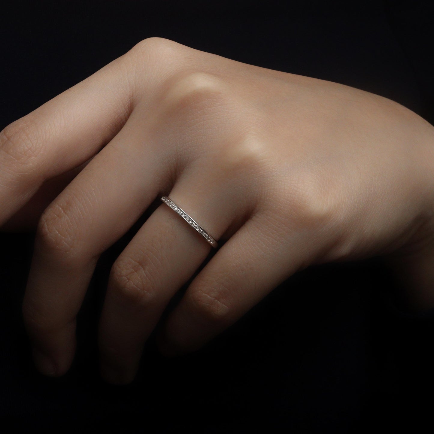 JOSIE S925 Silver Full Embedded Adjustable Ring for Women