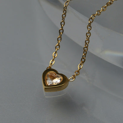 BIANNI Mini Heart Embedded Pendant Chain Necklace for Women