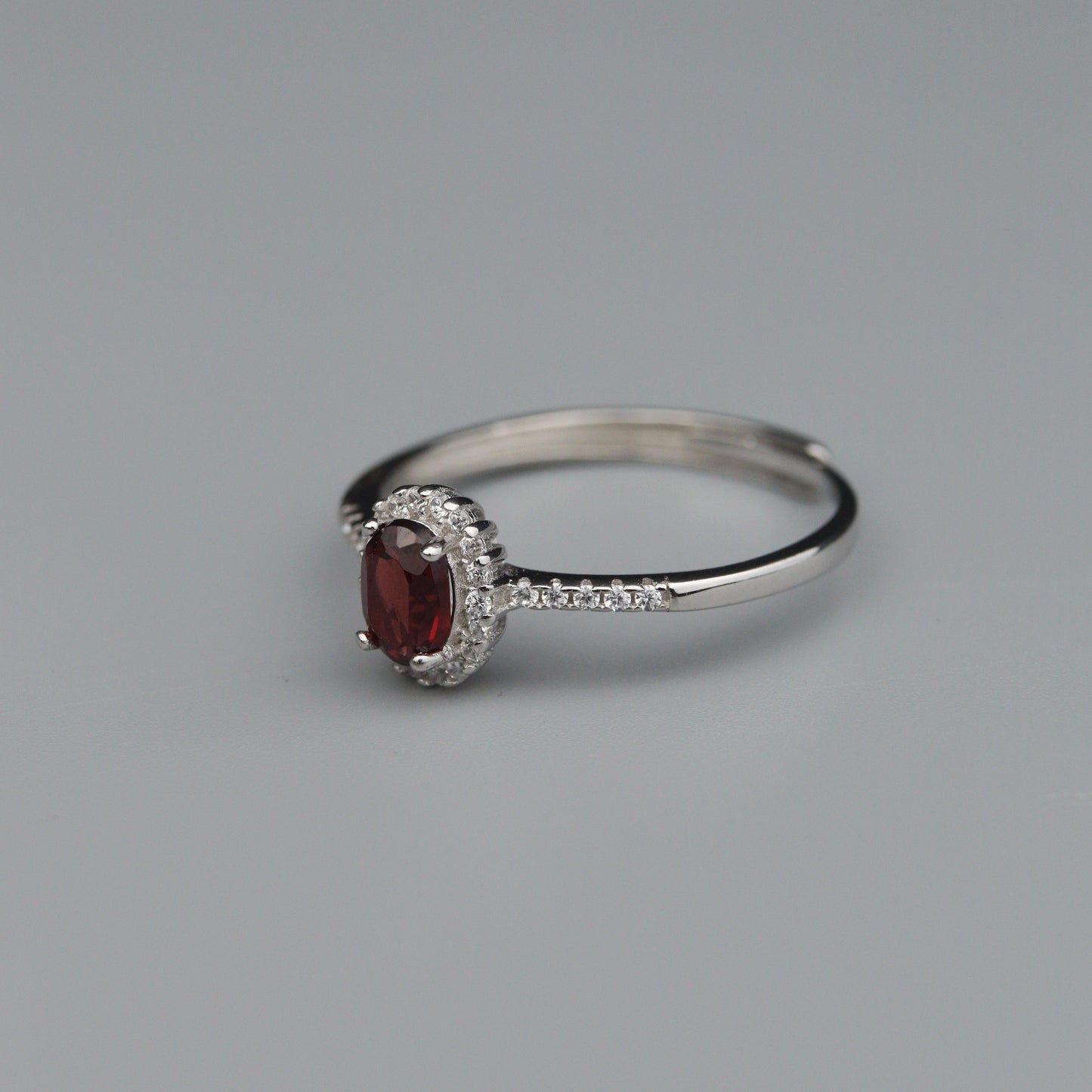 Silver Adjustable Ring RHODOLITE Garnet Gemstone Pawnable Women's Accessories with AGCL Certification