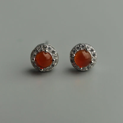 Pawnable Quartz Gemstone S925 Silver Stud Earrings with AGCL Certification