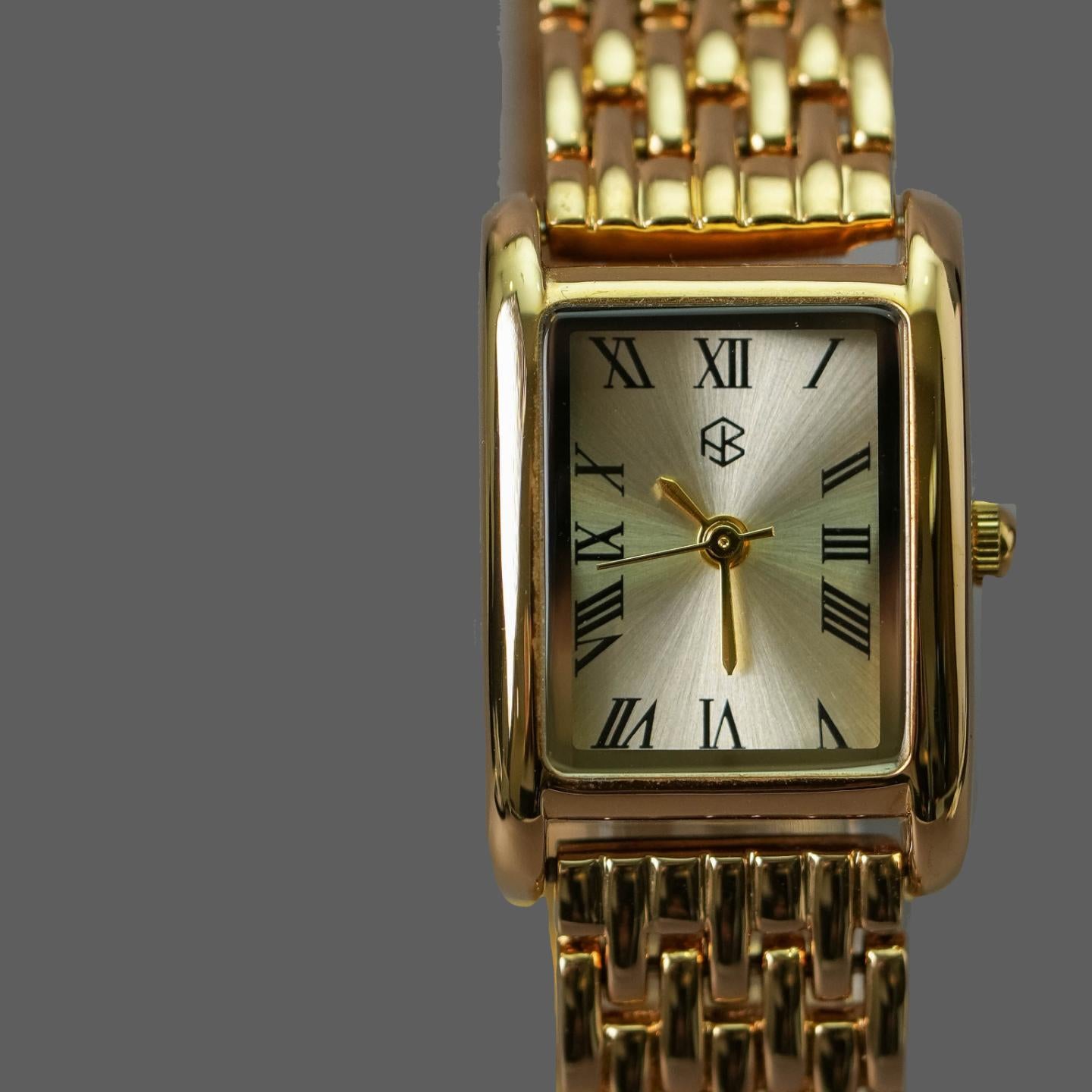 ZORIN Gold Rectangle Roman Numerical Women's Fashion Watch
