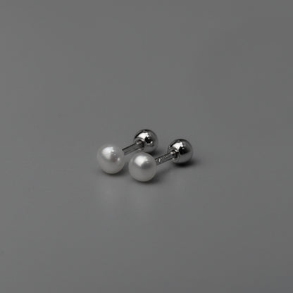 SHORE S925 Silver 3mm Pearl Stud Earrings Women's