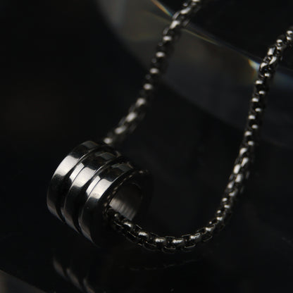Men Jewelry LUCIAN Barrel Pendant Silver Box Chain Necklace For Men's