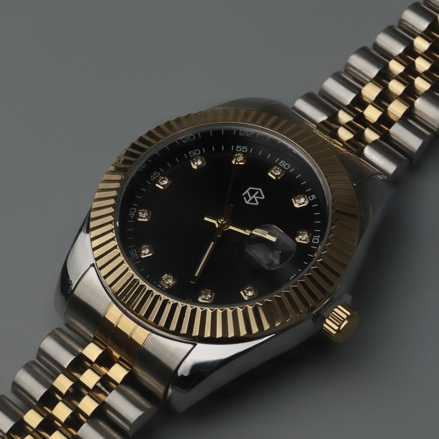 CAPTAIN Two Tone Big Black Watch Face Quartz Thick Strap Fashion Men's Watches