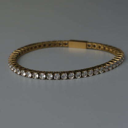MONDE Gld/Silver Tennis Round Link Bracelet Full Embedded Fashion For Women