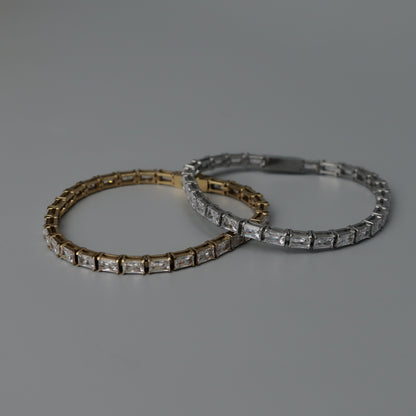 Men Jewelry FINN Gld/Silver Tennis Rectangle Link Bracelet Full Embedded Fashion For Men's
