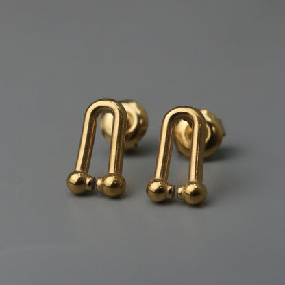 LIEAME Mini Buckle Stud Earrings Women's