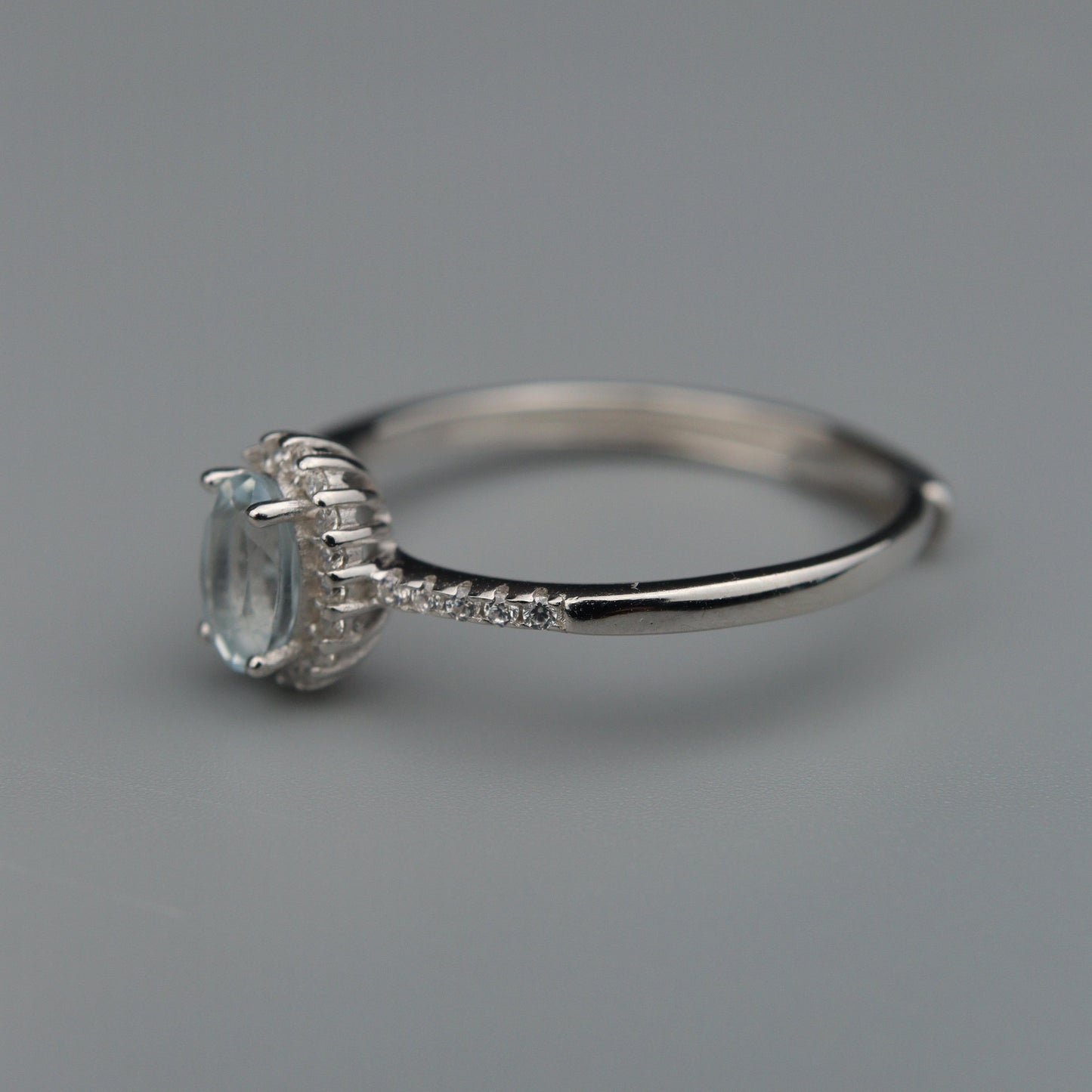 Silver Adjustable Ring Topaz Gemstone Pawnable Women's Accessories with AGCL Certification