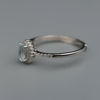 Silver Adjustable Ring Topaz Gemstone Pawnable Women's Accessories with AGCL Certification