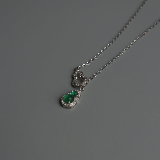 SHAWILL S925 Silver Gourd Green Necklace