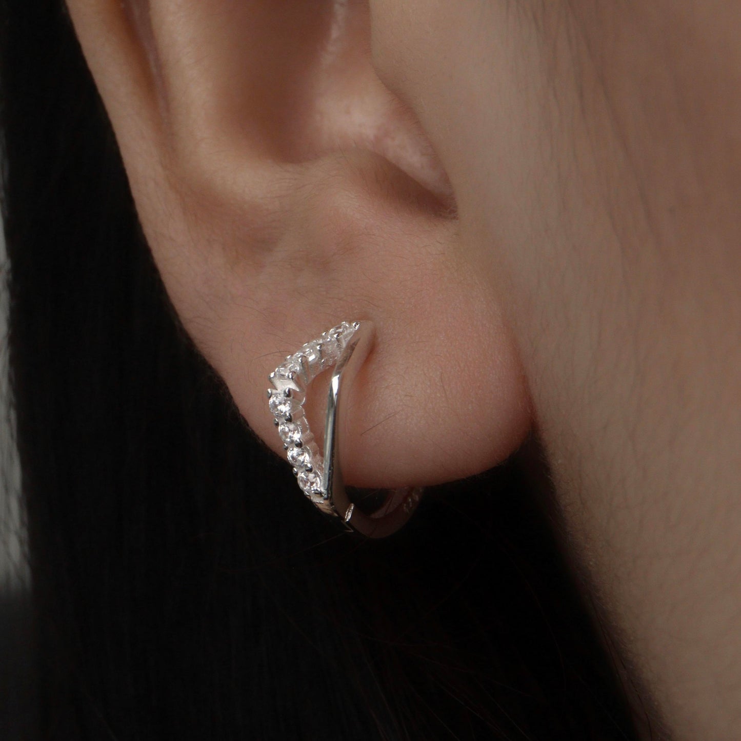 STELLAN S925 Silver V Shape Huggie Hoop Earrings