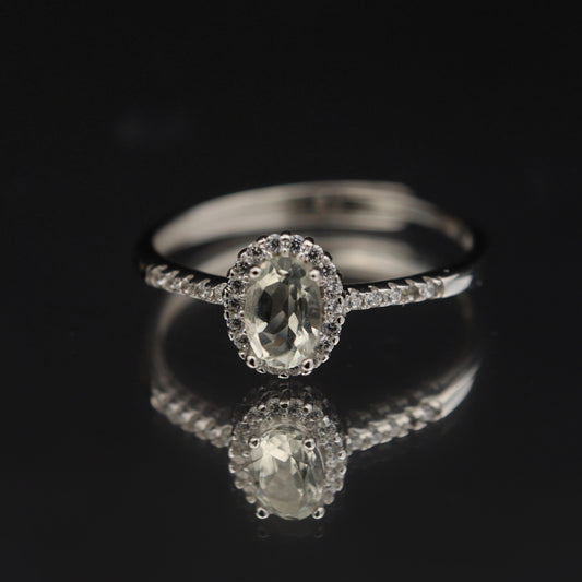 Silver Adjustable Ring Quartz Colourless Gemstone Pawnable Women's Accessories with AGCL Certification