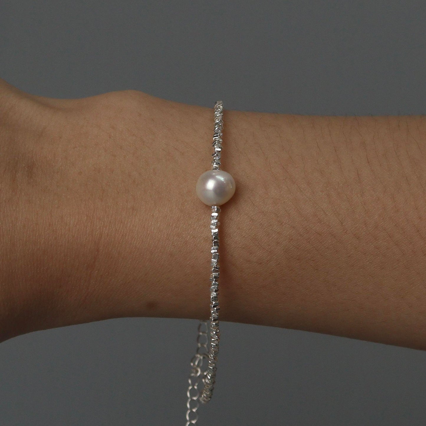 ZALER S925 Silver for Men Women Fresh Water Pearl Bracelet