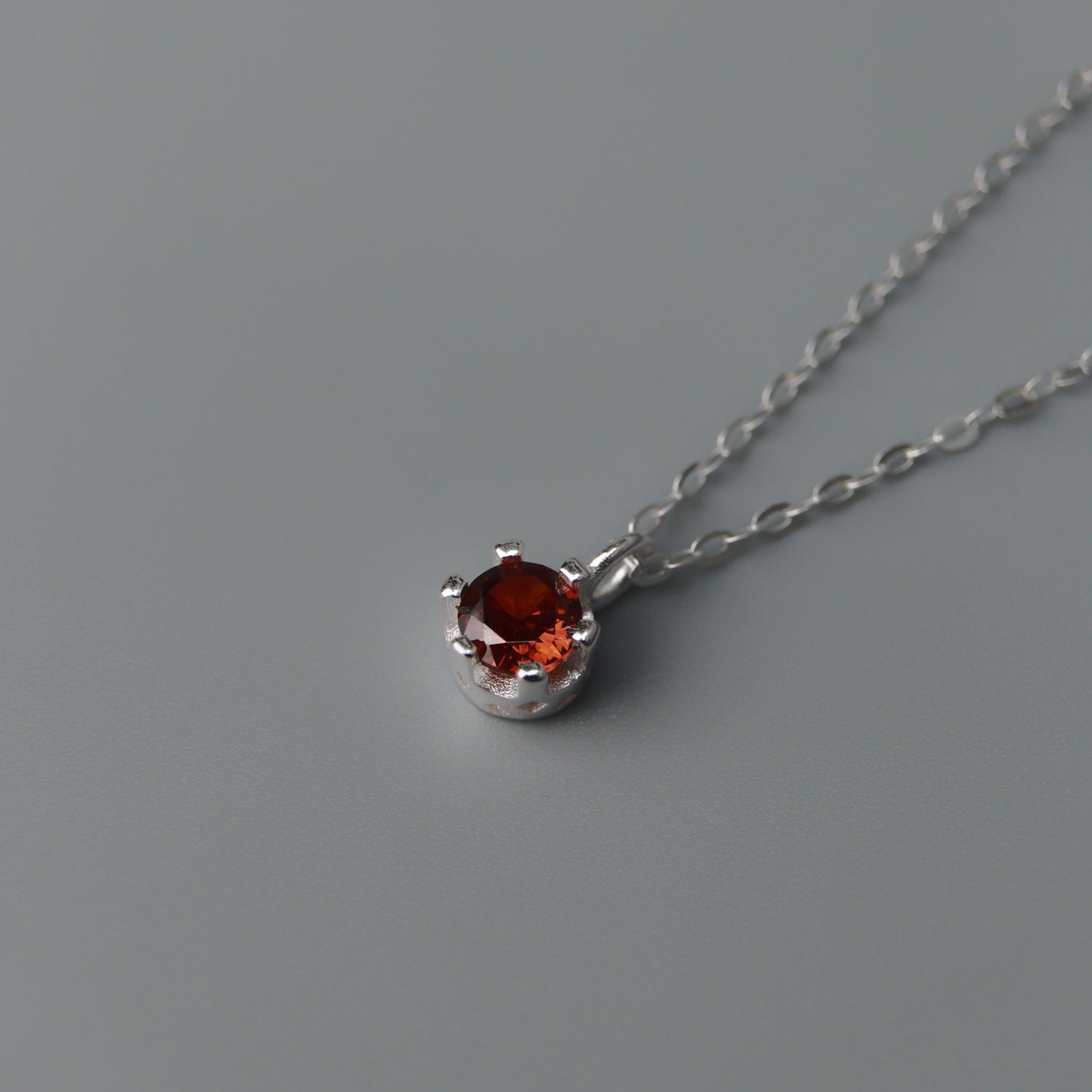 Birth Month Stones S925 Silver Pendant Chain Necklace for Women