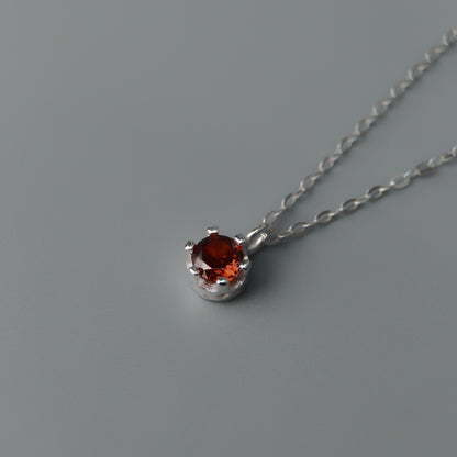 Birth Month Stones S925 Silver Pendant Chain Necklace for Women