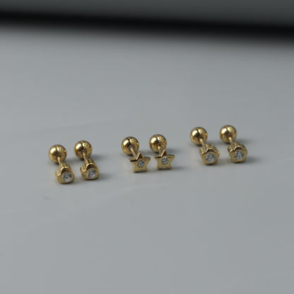 Mini Various Embedded Shapes Stud De Roscas Earrings