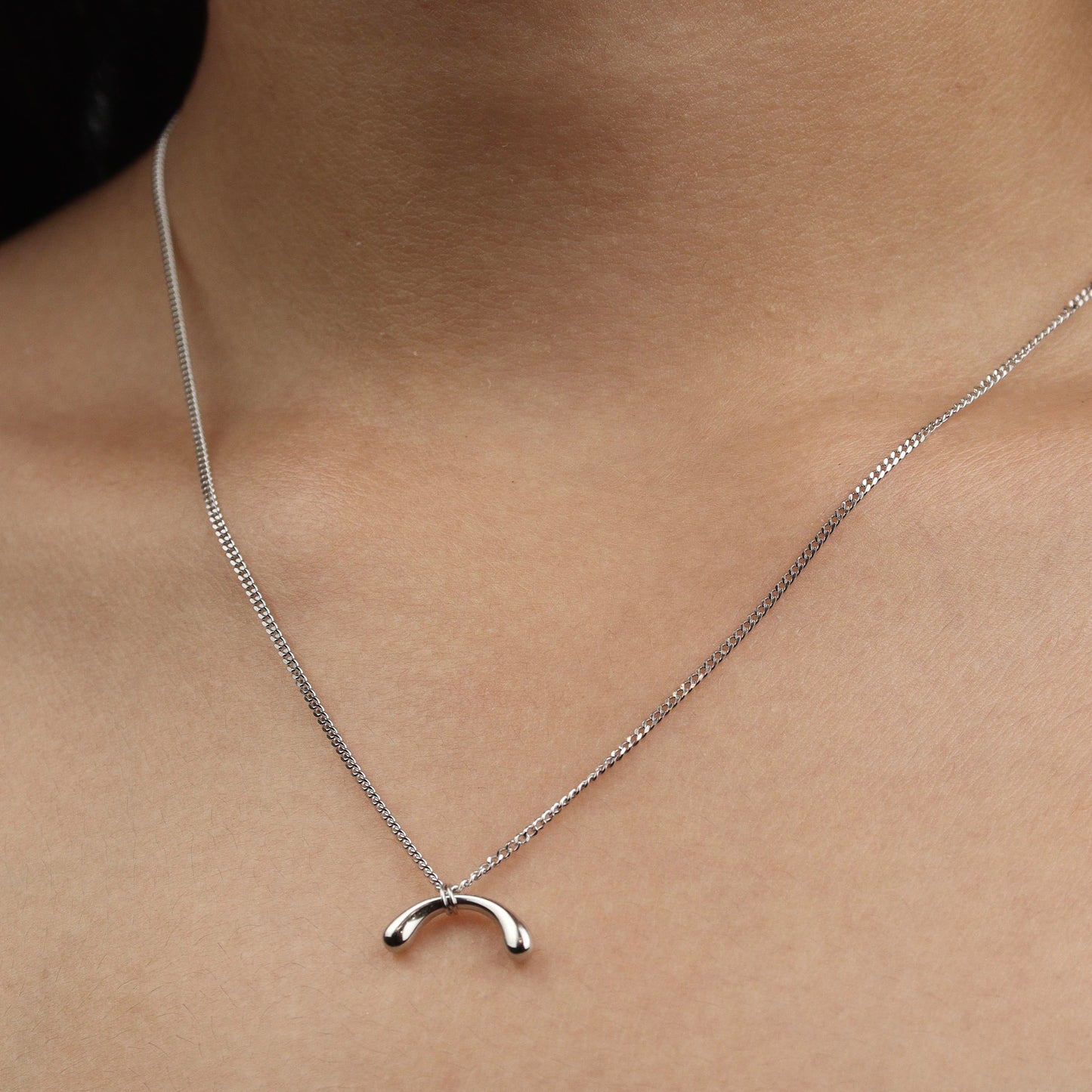 KAELAN S925 Silver Wish Bone Pendant Chain Necklace for Women