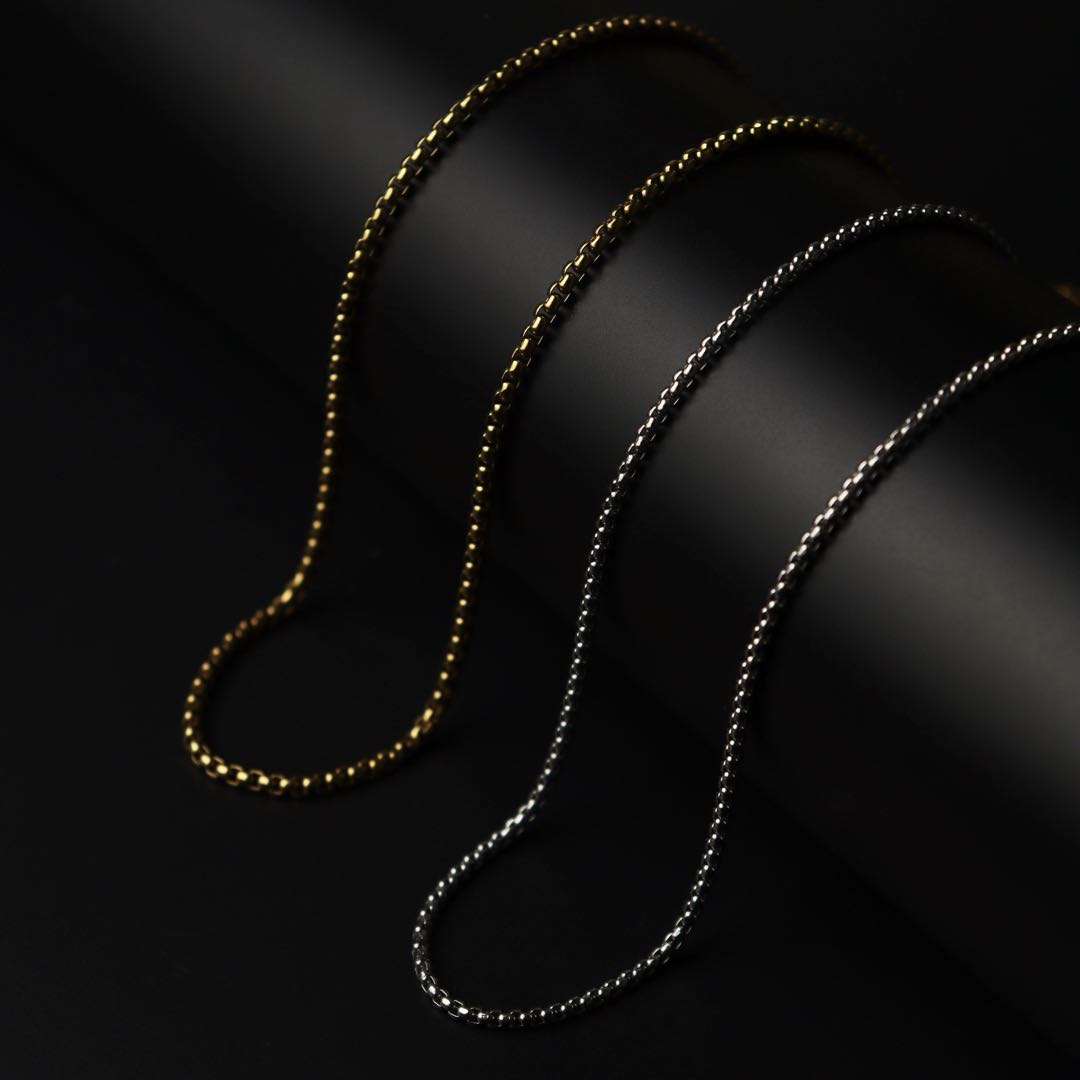 Men Jewelry RIDGE Gld/Silver Box Chain Necklace For Men's Fashion