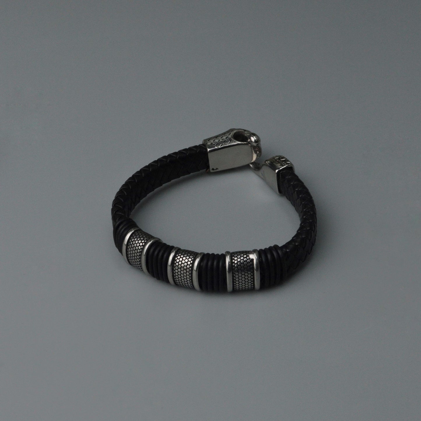 Men Jewelry MAEL Black Snake Charm Leather Bracelet Fashion Accessory for Men