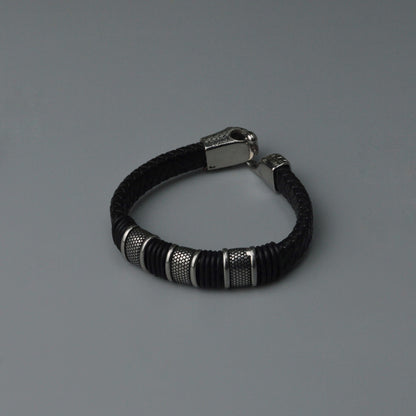 Men Jewelry MAEL Black Snake Charm Leather Bracelet Fashion Accessory for Men