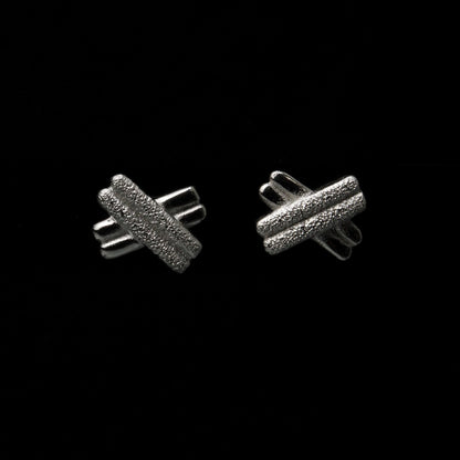KHARI S925 Silver Double X Stud Earrings Women's