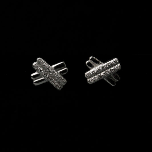 KHARI S925 Silver Double X Stud Earrings Women's
