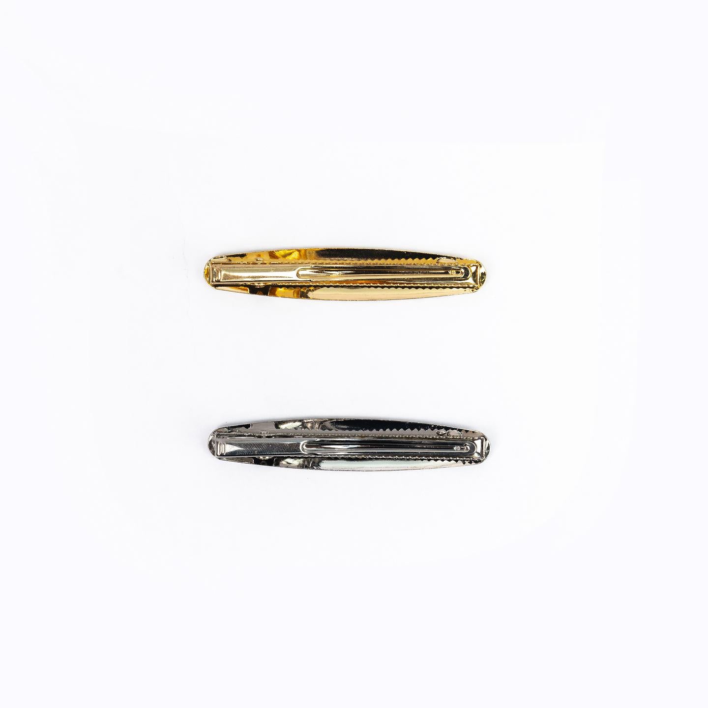 Hair Clip PRIM Gold/Silver Rough Texture Long Bar Snap Clip for Women –
