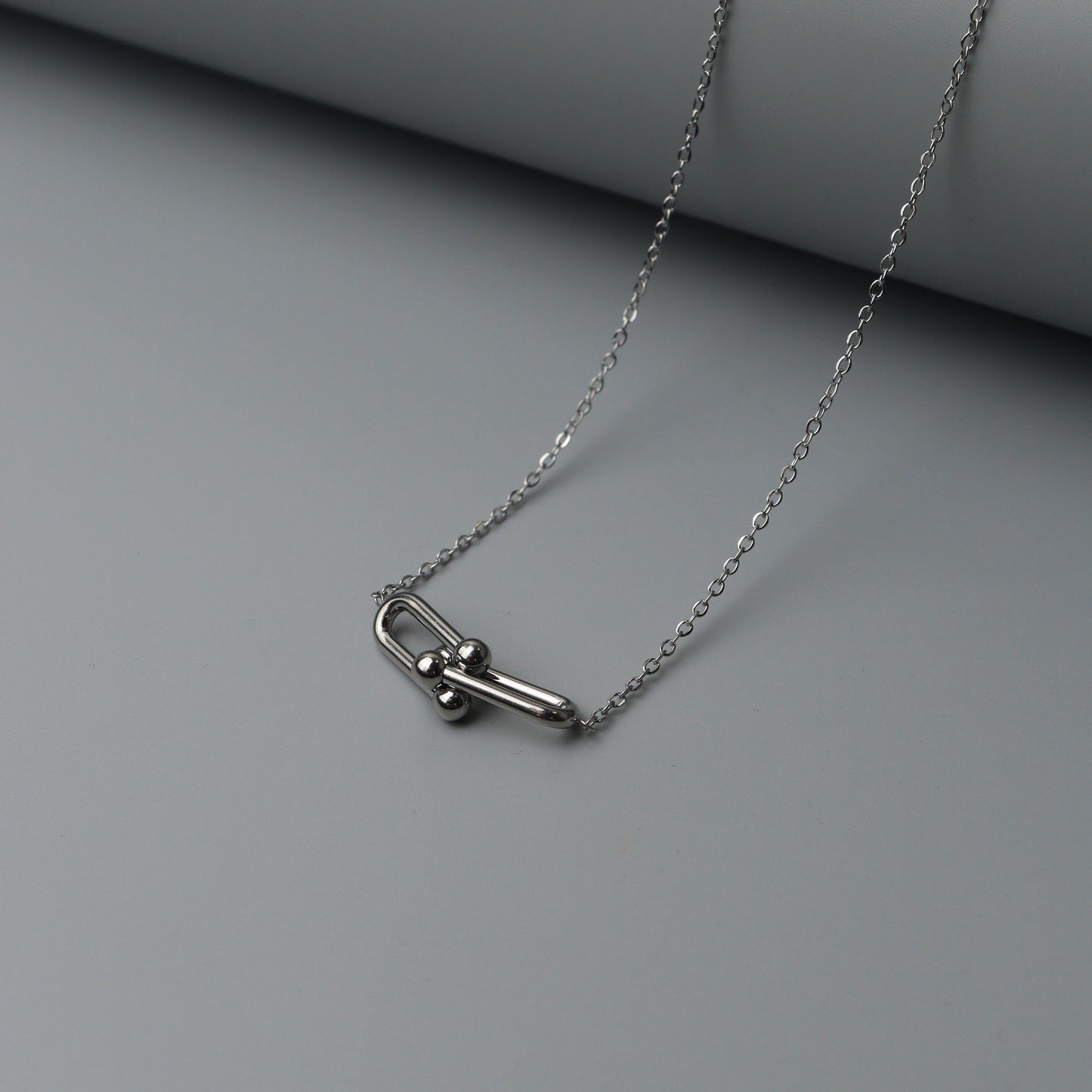 MILENA Silver Double Buckle Pendant Chain Necklace