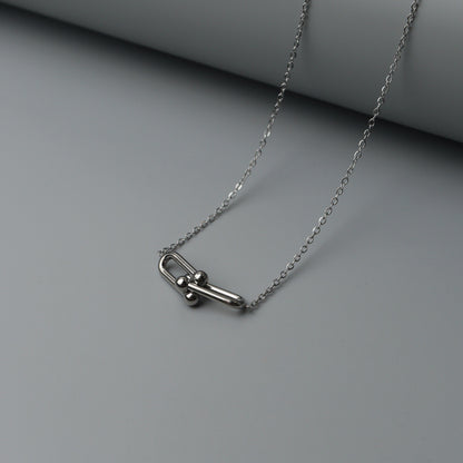 MILENA Silver Double Buckle Pendant Chain Necklace