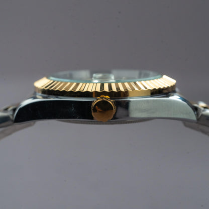 CORVANE Two-Tone Men's Watch with Date and Day Display, Quartz Movement, Thick Strap