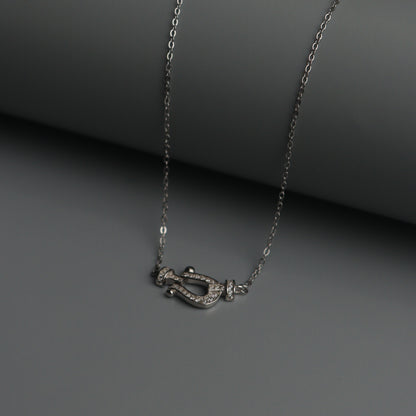 SAROLTA S925 Silver Anchor D-Shackles Necklace