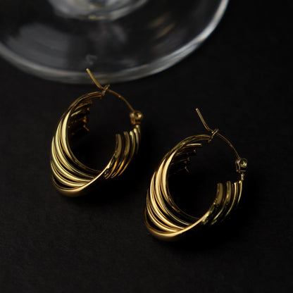 GENEVA 5 Layered Twisted U-Shaped Hoop Earrings