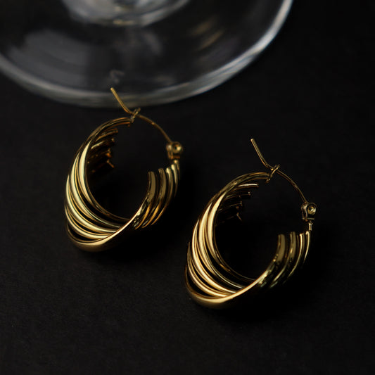 GENEVA 5 Layered Twisted U-Shaped Hoop Earrings